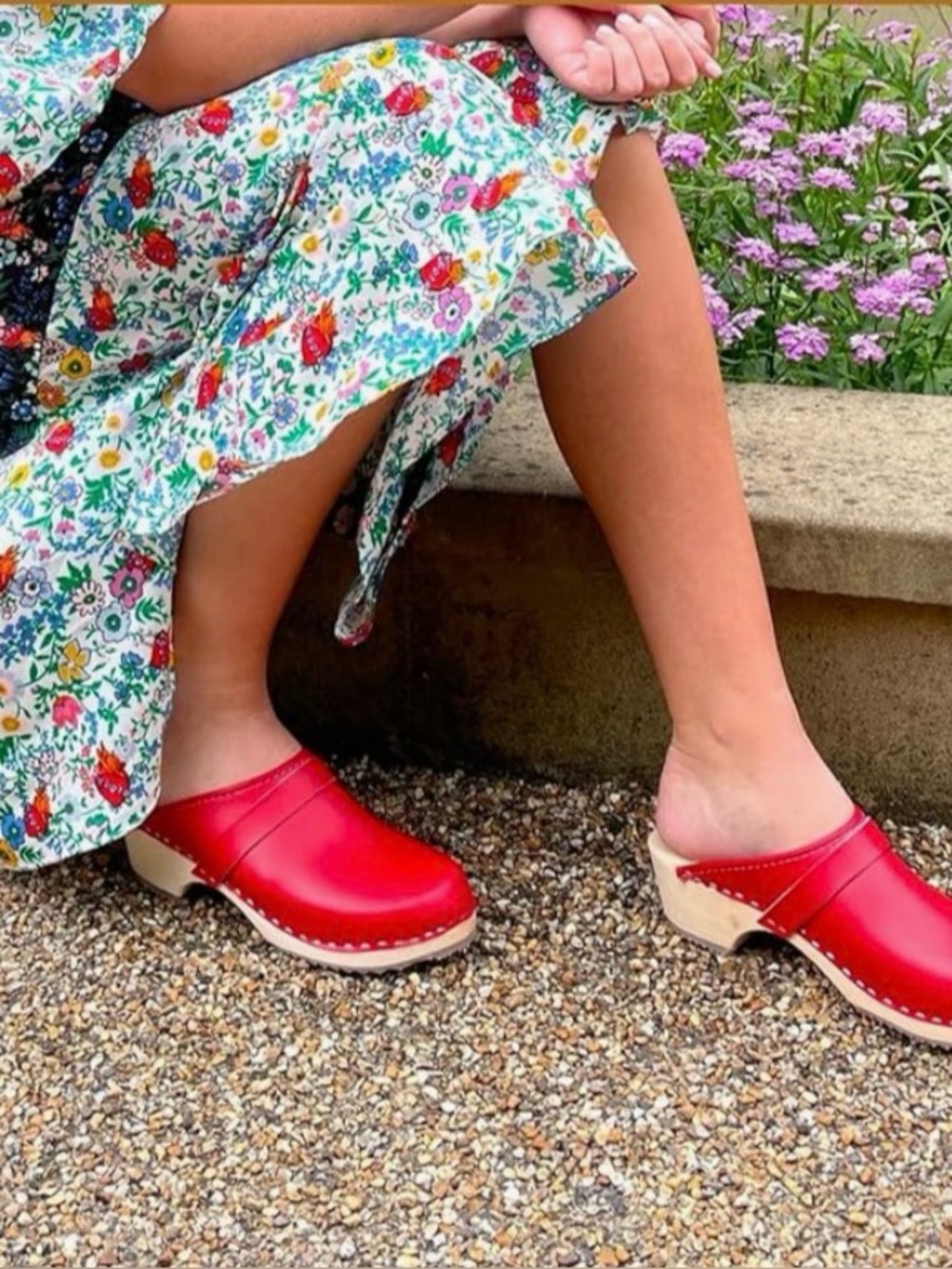 Lotta From Stockholm Swedish Classic Mule Clog Red Leather Slip-on Women 9 1/2